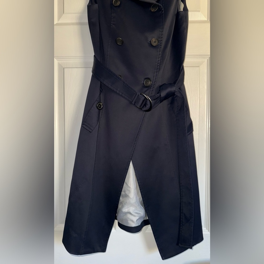 VERONICA BEARD Navy SoCal Belted Trench Dress Double Breasted Vest Blazer 6 S/M - Picture 8 of 14